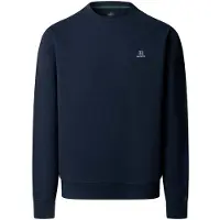 Hackett för män. HM5800187 Sweatshirt i bomull med rund halsringning och marinblå logotyp (L), Casual, Marino