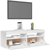 vidaXL TV-bänk med LED-belysning vit högglans 120x35x40 cm