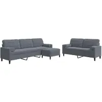 vidaXL Soffgrupp med dynor och bolster 3 delar mörkgrå sammet
