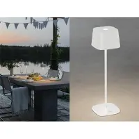 Gnosjö Konstsmide LED-bordslampa Capri för utomhusbruk, vit, dimbar, Vitt / opal, Vardagsrum / matsal, Aluminium / grå / zink, Modern