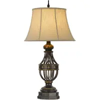Elstead Lighting Bordslampa Augustine, Brun / rost, Vardagsrum / matsal, Textil / tyger / siden, Antik, Bordslampa