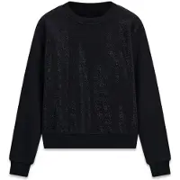 GUESS för kvinnor. W6BQ14K6060 Sweatshirt med kristaller 4G allover svart (S), Casual, Bomull