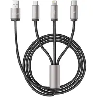 Tech-Protect UltraBoost 3-i-1-kabel - Lightning, USB-C, MicroUSB - 100cm/3.5A - Grå
