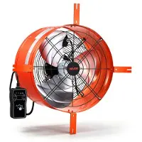 Vevor Gavelmonterad fläkt, 40,6 cm vindsfläkt 2940 CFM termostat, kylning och ventilation för hem, garage, lager, verkstad, kolstålshölje med monteringsfästen och hårdvara, orange
