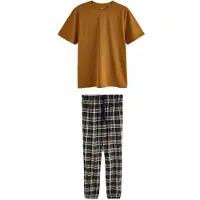 Next Pyjamas lång kräm / marinblå / brun / mörkgrön