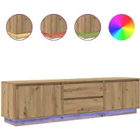 vidaXL TV-bänk med LED-lampor hantverksmässig ek 193,5x41x50 cm
