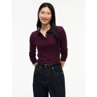 Tommy Hilfiger Slim Fit Ribbed Long Sleeve Polo Shirt