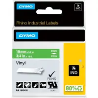 Dymo 1805420 | IND Rhino | vit text - grön tejp | 19mm (original)