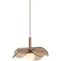 QAZQA Design pendellampa mörk brons med bärnstensfärgat glas - Kemner