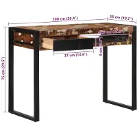 vidaXL Multicolor Skrivbord 100x50x75 cm av återvunnet massivt trä, arbetsbord, studie skrivbord, hemmakontor, 4015932