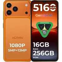 HOTWAV A17 Pro Max, Smartphone, Android 15 Mobiltelefon, ARS8662, 6,75 tums HD+-skärm, 4 GB RAM 256 GB ROM, 13 MP Kamera, 5160 mAh Batteri, 4G Dubbel-SIM, WiFi 6 4GB+256GB orange