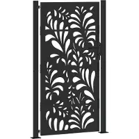 vidaXL Trädgårdsgrind svart 100x175 cm stålvågdesign