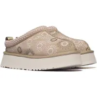 Ugg för kvinnor. 1178193 Tazz Sun Stitch träskor i ljusbrunt läder (37), Hud, 3 till 5 cm, Ingen, Casual