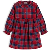 Tommy Hilfiger Check Flag Embroidery Ruffle Cuff Dress