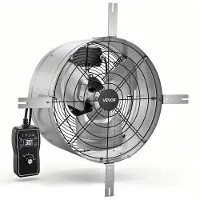 Vevor Gavelfläkt, 38 cm vindsfläkt med termostat, 1300 CFM kylning och ventilation för hem, garage, lager, verkstäder, hölje i kolstål med monteringsfästen, silver