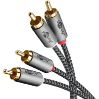 Goobay 65293, 2 x RCA, Handkontakt, 2 x RCA, Handkontakt, 2 m, Grå