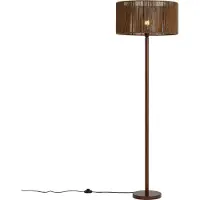 QAZQA Golvlampa valnötsträ med brun lampskärm i pappersrep 50/50/25 - Mels
