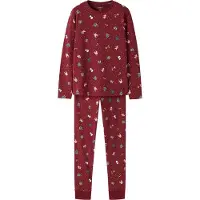 Name it Pyjamas - 2-delad - NknVismas - Röd Dahlia/Jul - - 7 år (122) - Pyjamas 2-delad