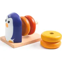 Djeco Stapelleksaker - Trä - 5 Delar - Penguin Basic - - One Size - Stapelleksaker
