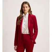Ralph Lauren för kvinnor. 200B32945002 Sammetsblazer med stretch och röd kantning (46), Casual, Bomull