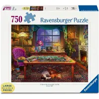 Ravensburger Cozy Series: Puzzler's Place | 750 bitar storformat pussel | Unika sammankopplade delar | Softclick Technology Idealisk present fr