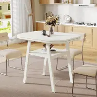24.Se Matbord 80 x 60 x 76 cm / köksbord med förvaringshylla / litet bord för 2–4 personer