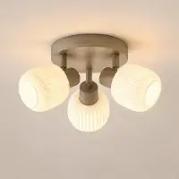 NOLA takspotlight Evey, Ø 37 cm, 3 lampor, vit/beige, glas Evey , dimbar, Creme / bärnsten, Vardagsrum / matsal, Glas, Skandinavisk, Spotlight
