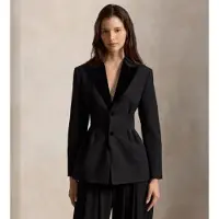 Ralph Lauren för kvinnor. 211B23763001 Enkelknäppt kavaj med inprovningar i svart (34), Bomull, Klassisk