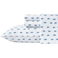 Nautica - Queen Sheets Cotton Percale Sngklder Set Crisp & Cool Coastal Home Decor (Cloyster Blue Queen)