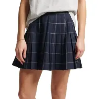 Superdry för kvinnor. W7210205A Vintage-kjol veckad rutmönstrad marinblå (XL), Svart, Casual, Polyester