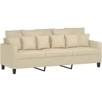 vidaXL 3-sitssoffa gräddvit 180 cm tyg