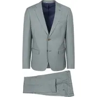 Suitable Sharkskin Kostym Ull Grön Storlek