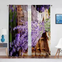 Yiran Furniture Rustika Lila Blomma Lila Lavendel Blommig Skira Gardiner för Vardagsrum Sovrum Kök Tyg Gardiner Fönster Draperi 2st 100W130H(CM)40x51in&Grommet Top gray