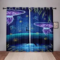 Yiran Furniture Djur Hjort Skog Tecknad Drömsk Mörkläggningsfönstergardiner för Sovrum Vardagsrum Badrum Kök Dörr Hall Hög Skuggning Ny W55 X H120cm X 2&Grommet Top blue
