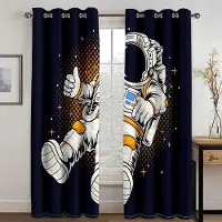 Yiran Furniture Personliga kreativa astronautmönster höga mörkläggningsgardiner teknologisk känsla stjärnhimmel rymdskuggning drapering sovrumsgardin W55 X H120cm X 2&Grommet Top white