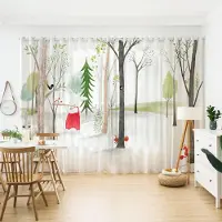 Yiran Furniture 2024 Hela Huset Anpassad Barntecknad Rosa Prinsessstil Regnbågs Hemgardin Liten Flickas Sovrum Semimörkläggande Draperi 2x50W100H(CM)&hook beige