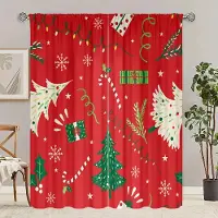 Yiran Furniture 2 stycken - Julmönstrade gardiner - Polyestermaterial - Sovrum, vardagsrum, arbetsrum privata gardiner - anpassningsbara mönster 30inchx65inchx2Pcs red