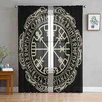 Yiran Furniture Mandala Gradient Tyllgardiner för Vardagsrum Tryckt Skir Voilegardin Sovrum Fönsterskärmning Draperier Persienner Heminredning W135 x H115cm x1&Grommet Top gray