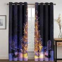 Yiran Furniture Jultomten och Älgen 3D Digitaltryck Sovrum Vardagsrum Fönster Hög Skuggning Gardiner 2 Paneler God Jul Mörkläggningsdraperi W55 X H120cm X 2&Grommet Top black