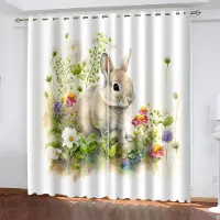 Yiran Furniture Påskharen Ägg Stilar Hög Skuggning Gardiner Olika Tecknade Stilar och Färger Tjock Mörkläggningsdraperi Vardagsrum Sovrum Gardin W55 X H120cm X 2&Grommet Top beige