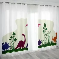 Yiran Furniture 3D Anpassat Tryck Skuggande Gardin Modern Söt Tecknad Djur Dinosaurie Barns Mörkläggningsdraperi för Barn Pojkrum Vardagsrum W55 X H120cm X 2&Grommet Top white
