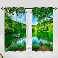 Yiran Furniture Skogsvattenfall Högskuggande Gardiner för Sovrum Naturlandskap Mörkläggningsdraperier Bergsbäck Fönstergardin Vardagsrum W55 X H120cm X 2&Grommet Top green