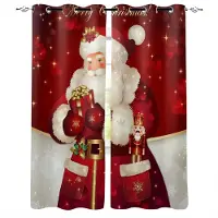 Yiran Furniture Gardiner Jultomte Gardiner Gammal Jultomte Julgran Jul Vardagsrum Fönster Draperier Hög Skuggning Ny Mode Olika Mönster W55 X H120cm X 2&Grommet Top beige