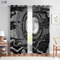 Yiran Furniture Kosmiska Stjärnhimmel Gardiner Vintergatan Meteor Stjärnhimmel Solnedgång Drömsk Färgglad Sovrum Vardagsrum Barnrum Gardiner 2 st W100xH130(CM) folio&Rod pocket gray
