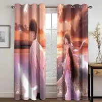 Yiran Furniture Anime Par Tryck Hög Skuggning Gardin Romantik för Sovrum Tjock Mörkläggningsdraperi Estetisk Stil Mönster Gardiner Flerfärgad W55 X H120cm X 2&Grommet Top brown