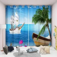 Yiran Furniture 2 Paneler Seaside Tropiskt Landskap Gardiner Stångficka Gardin För Villor Bondgårdar Vardagsrum Sovrum Kontor Kök Fönster 140W160H(CM)55x63in&Rod Pocket white