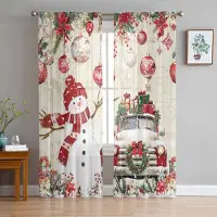 Yiran Furniture Gula Papegoja Solros Retro Skira Gardiner för Vardagsrumsdekoration Fönstergardin Kök Tyll Voile Organza Draperier W135 x H115cm x1&Grommet Top white