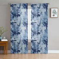 Yiran Furniture Kamouflage Skira Gardiner för Vardagsrumsdekoration Fönstergardiner för Kök Tygllgardiner W135 x H115cm x1&Grommet Top gray