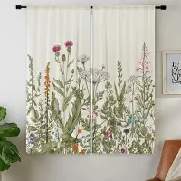 Yiran Furniture Bohemiskt Blombladsmönster Höga Mörkläggningsgardiner Olika Landskapsstilar Moderna Tjocka Mörkläggningsgardiner Vardagsrum Draperi Hem Nytt W55 X H120cm X 2&Grommet Top gray