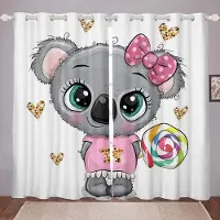 Yiran Furniture Koala Gardinset Kawaii Rumsinredning Små Koalor Trädkoala Mörkläggningsgardin Söta Djur Fönsterdraperier Vardagsrumsinredning 2 st W55 X H120cm X 2&Grommet Top gray
